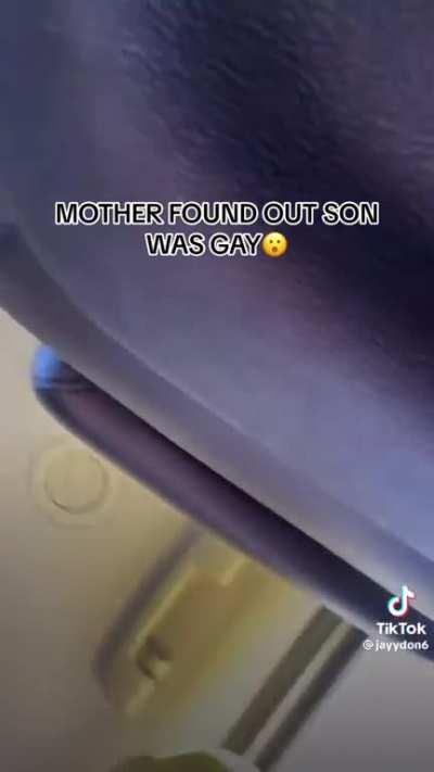 A disgusting woman yells at her son foe being gay. Despicable 