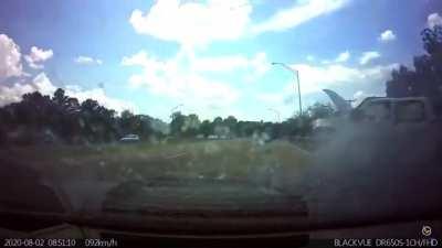 SUV flips over and turns into a fireball