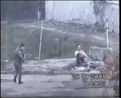 Russian soldier getting blown in Chechnya