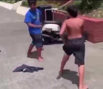 Young kickboxer puts cocky lil dude in his place