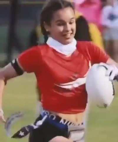 The flag football girl