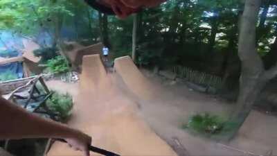 Riding perfectly sculpted dirt jumps