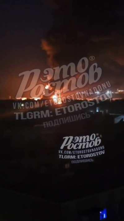 Ukrainian drones hitting an oil facility in Azov, Rostov Oblast. 18 June 2024