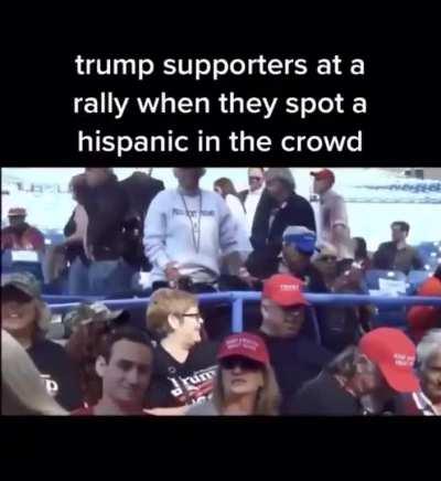 Group of racist Karens at a Trump rally doing what they do best, being stupid.