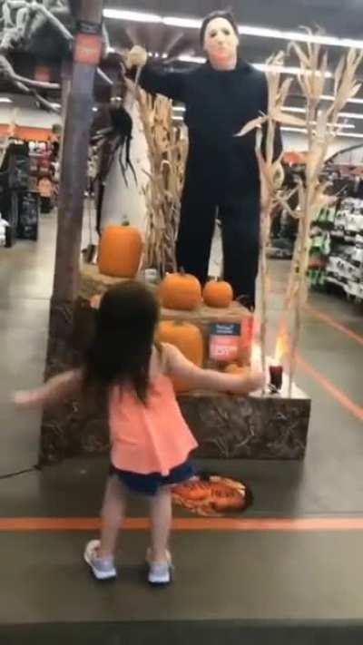 Little Girl Dances to Halloween Theme