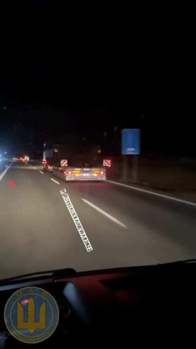 American M1A2 &quot;Abrams&quot; tanks were being moved towards Poland along the German autobahn last night