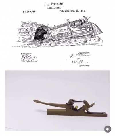 This is an 1882 US patent for a mousetrap and it’s the most American thing I’ve ever seen.