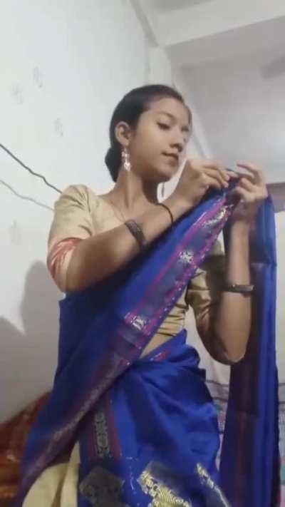 Desi Removing Saree (Inbox to get Indian Unseen Collections For Cheap)