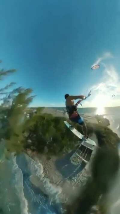 Guy jumps over an entire island