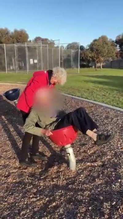 Dad tried some play equipment at the park... it’s me laughing like a maniacal witch.