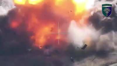 Ukrainian kamikaze drone destroys an abandoned Russian vehicle in Krasnyi Yar, Pokrovsk Raion. October 2024