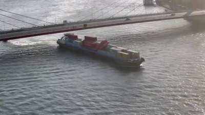 Inland Container Ship Strikes Willemsbrug in Rotterdam, the Netherlands. 11 September 2024