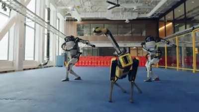 Boston Dynamics machines flawlessly and soulfully dancing in rhythm.