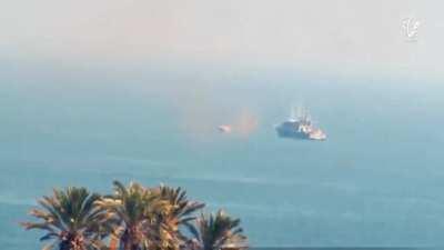 Egyptian Navy frigate is hit with an ISIS Kornet missile near Rafah, Egypt (July 2015)