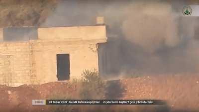 2 Turkish soldiers get hit by an Afrin Liberation Forces ATGM in Afrin, on 22 August 2021