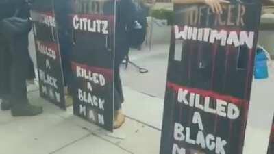 Columbus protesters create big signs lined with the names of specific Columbus Police officers &amp;amp; their acts of violence