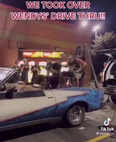 Stopping an entire businesses drive-thru to play your shitty music.