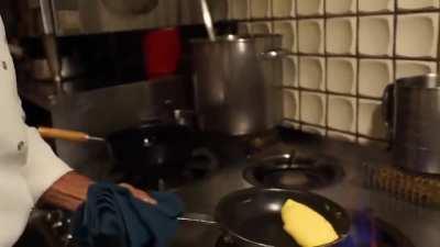 Japanese Chef cooking Omurice, the world hardest omelette to prepare