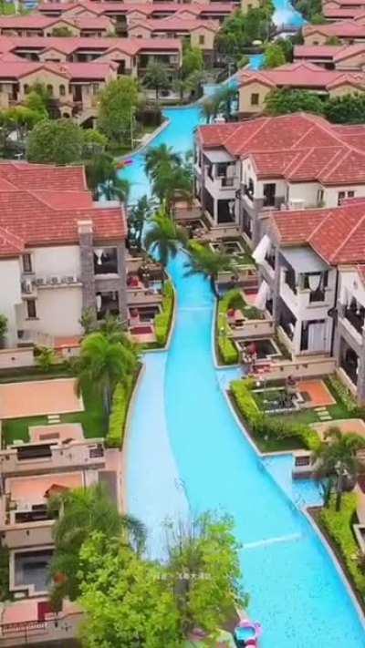 All these houses are connected by a pool