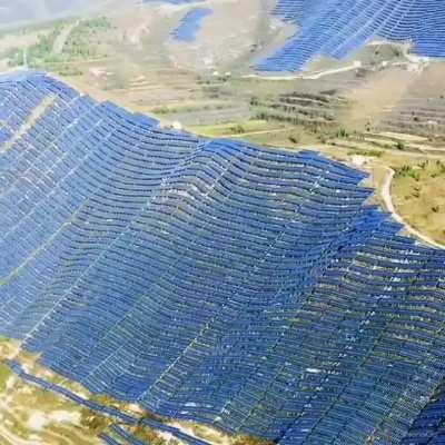 This solar farm is installed on the mountaintop of Northern China's Shanxi, stretching 80 kilometers