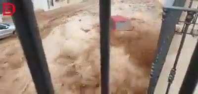 Wall in Spain collapses due to heavy rainfall.