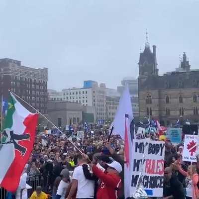 Thousands at Anti-Mask Protest, Parliament Hill