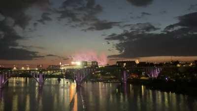 Winning field goal fireworks from Gay Street Bridge