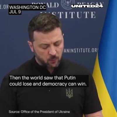 Volodymyr Zelenskyy delivered a speech at the Ronald Reagan Presidential Foundation and Institute in the United States