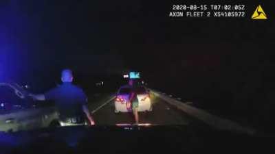 Cops stopped with suspected drunk driver get hit by drunk driver.