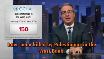 John Oliver reports on Israel's crime of apartheid & settler terrorism against the Palestinian people.