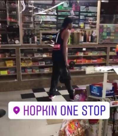 Lowlife punk stirs trouble in a convenience store then the cashier fights back