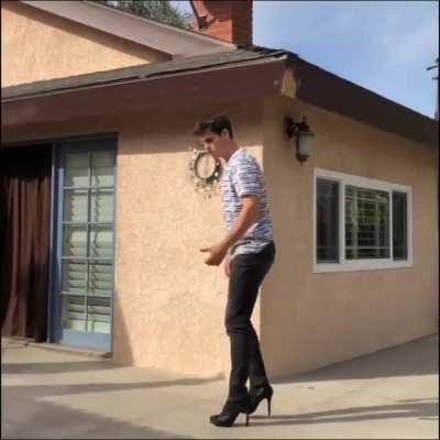 Doing a backflip in high heels