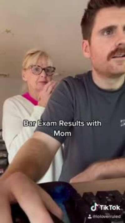 Mom's reaction to her son's bar exam result. She knew how hard he worked for it