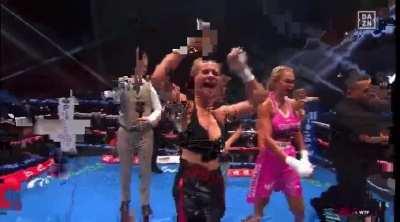 Boxer flashes the crowd on live tv after first win