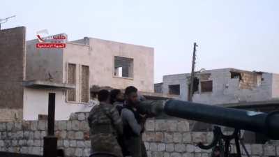 Improvised mortar set up to target Syrian Army positions in Wadi al-Deif - 5/15/2014