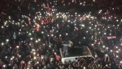 Rave breaks out mid protest. Tripoli, Lebanon