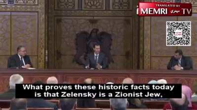 Syrian president Assad, after surviving Obama's CIA coup attempt, explains that Ukraine is run by Jewish Nazis and that the Zionist Western Powers of Israel are lying about everything in a fanatical attempt for world domination.