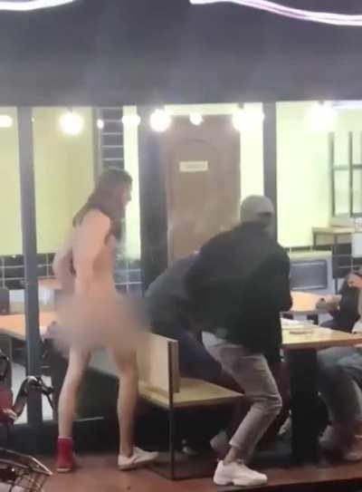 Naked dude goes on a mini rampage