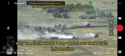 Translated version of the russian tank repulsing an Ukrainian attack.