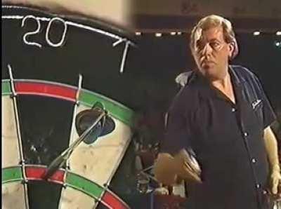 Eyes of a sniper, hands of a surgeon, body of Homer Simpson: John Lowe's historic 9-dart finish