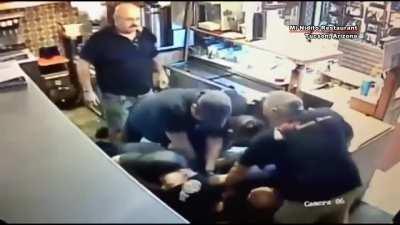 A robber stumbles into a beat down party.