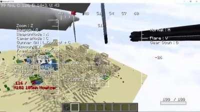 AC-130 razes Desert Village #69 to the ground. One of the reasons to love modded Minecraft !!