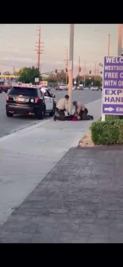 Police trying to perform CPR an unarmed 70 year old blind man whom they shot 8-12 times in Lancaster, CA. Victim is pronounced dead.