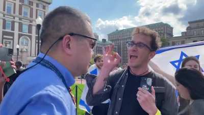 Columbia university professor acting like a Karen and pretending to be elbowed and kicked