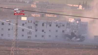 Syrian Army positions in Aleppo Central Prison are targeted with a direct fire rocket - 2/6/2014