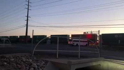 Neat horn effect behind stack train - #1 @ Tucson