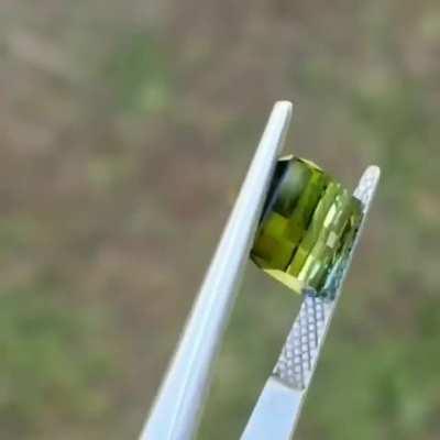 5.61ct Bicolor Congo Tourmaline stone has been cut in a way to appear pixelated