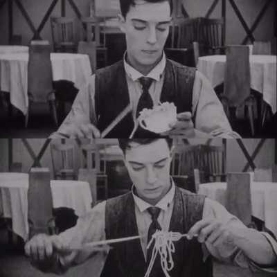 Buster Keaton from The Cook (1918).