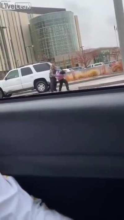 Man attacks a vehicle and the driver returns the favor.