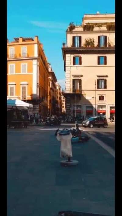 Random Karen knocks down several parked scooters, but she is immediately caught by the police (Rome, Italy)